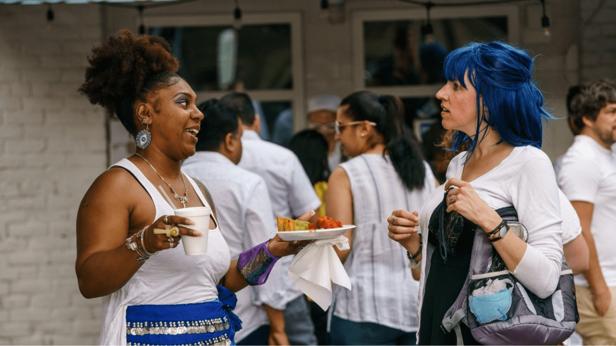 People talking at an event