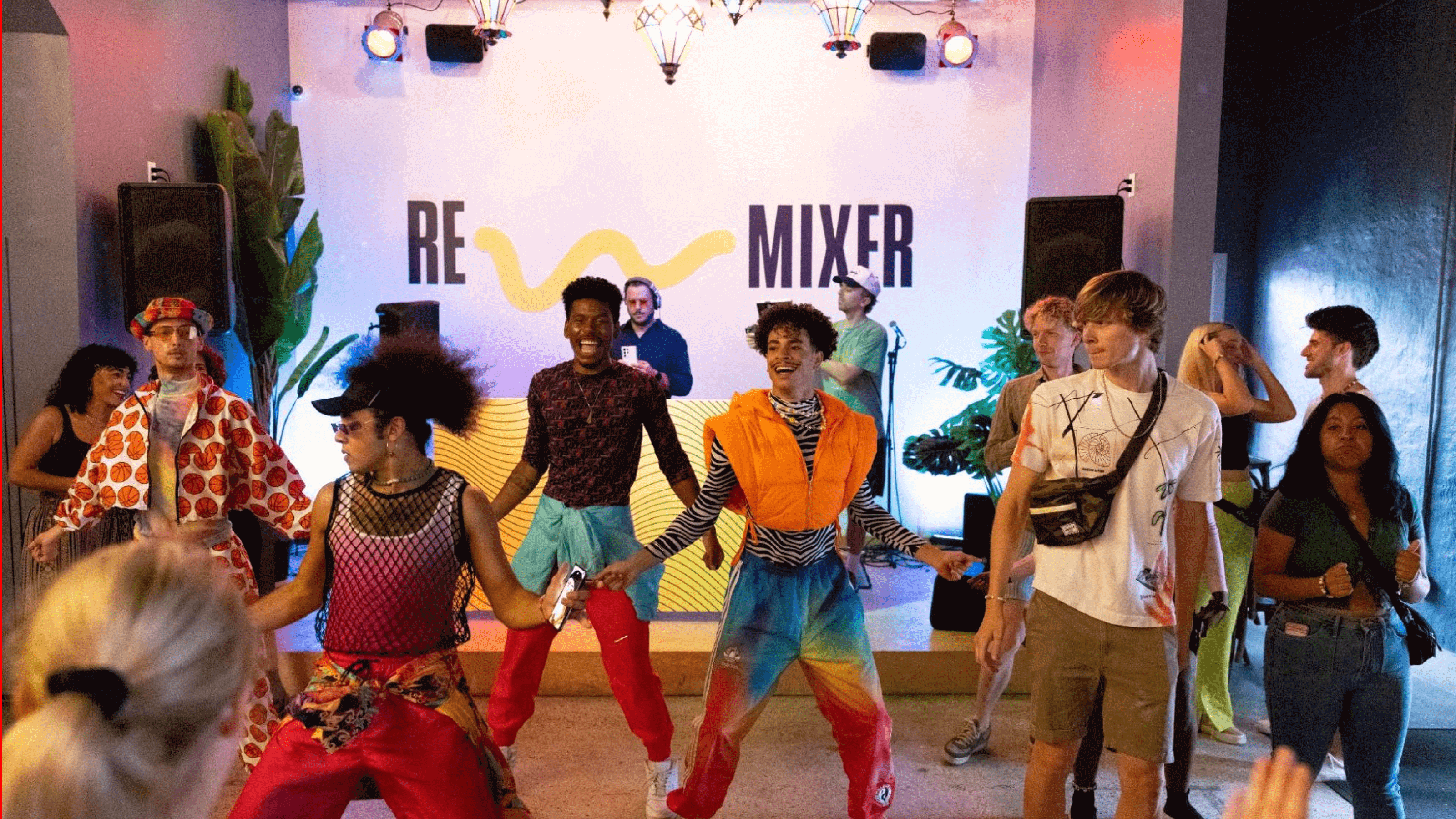 A group performs on a dance floor