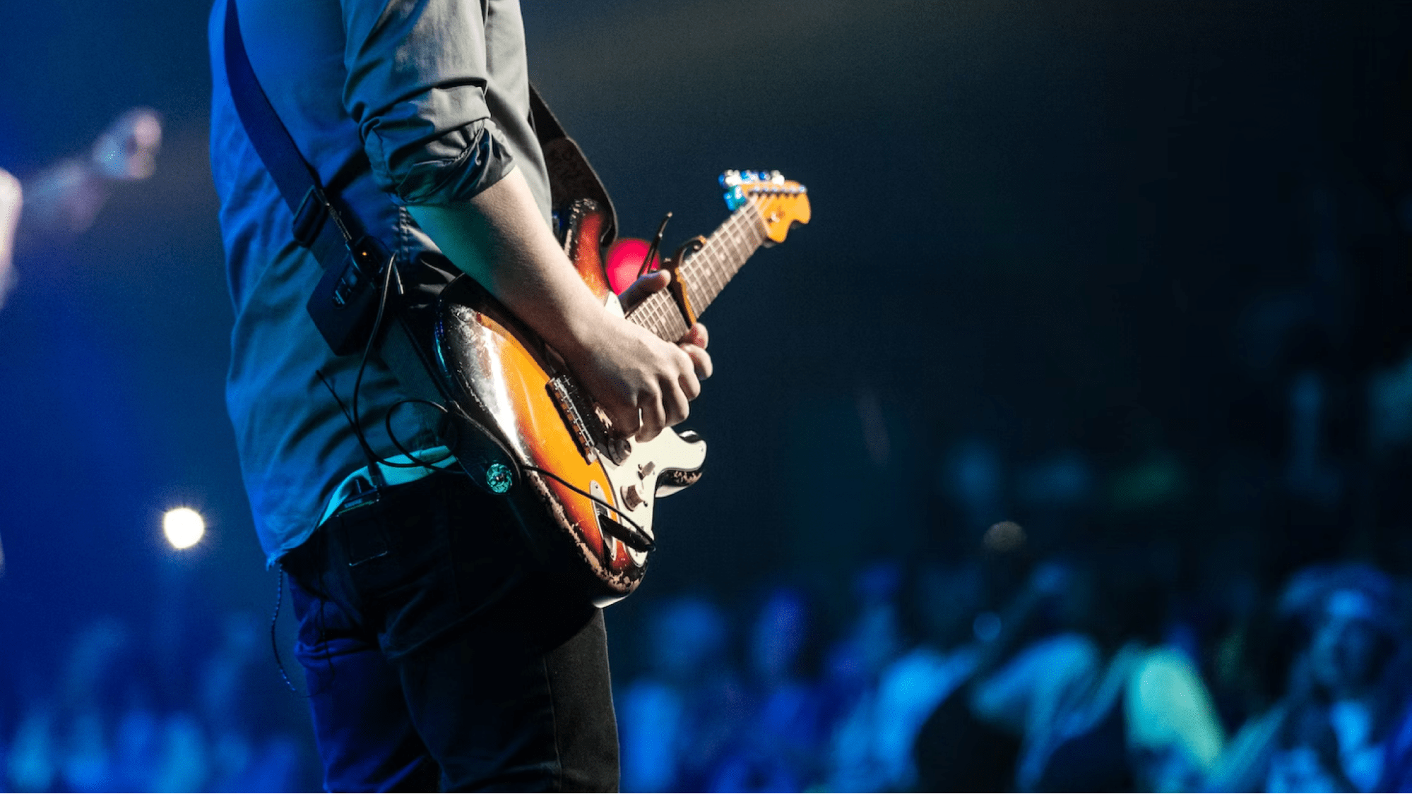 Close up of a guitarist 