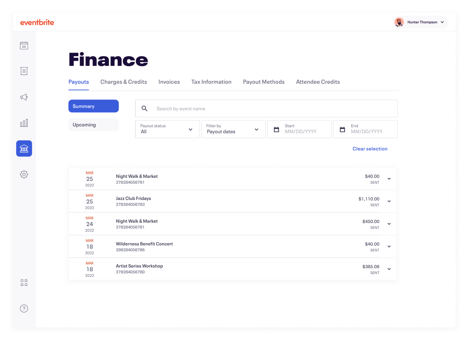 Eventbrite Finance Workspace