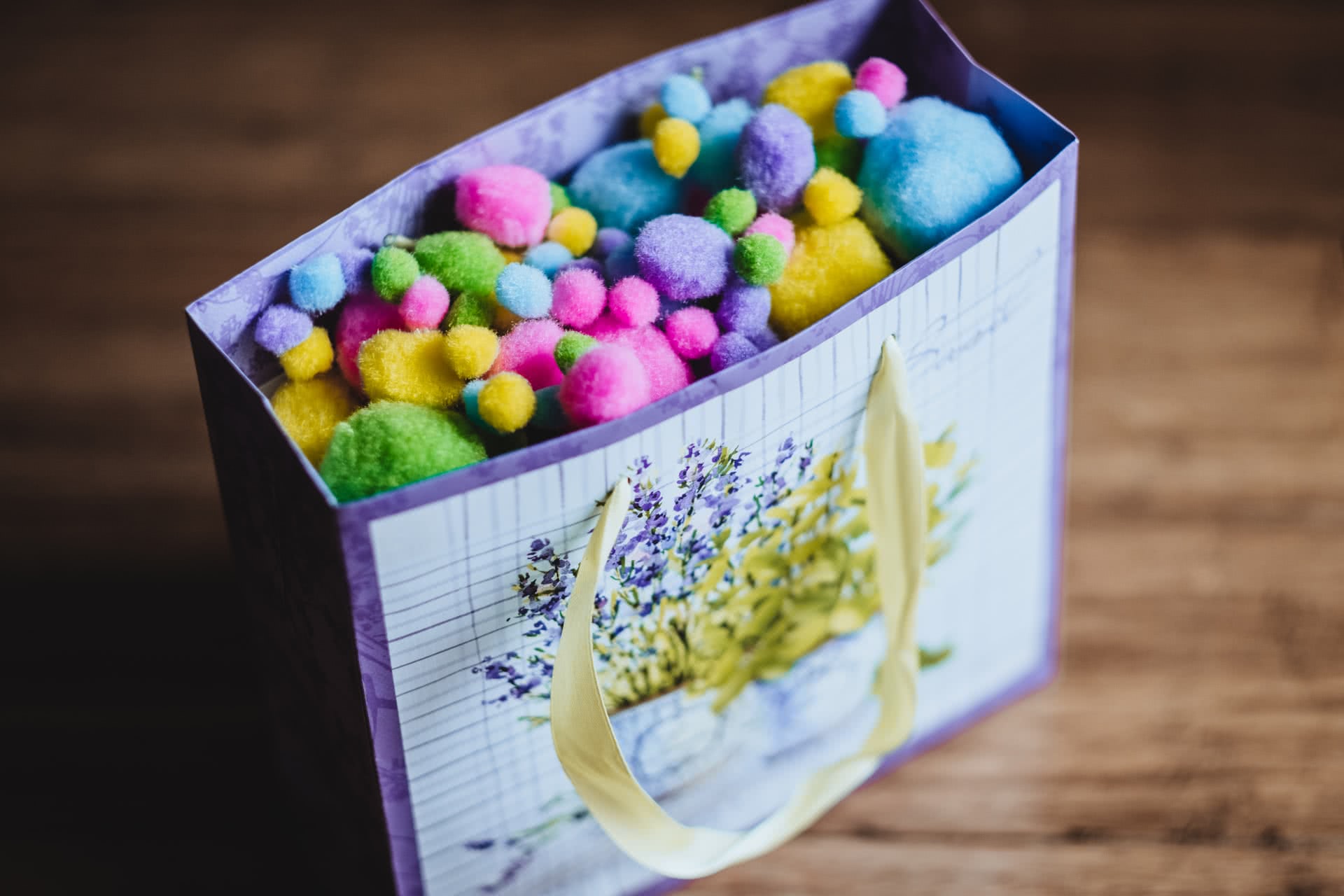 An image of a colorful gift bag.