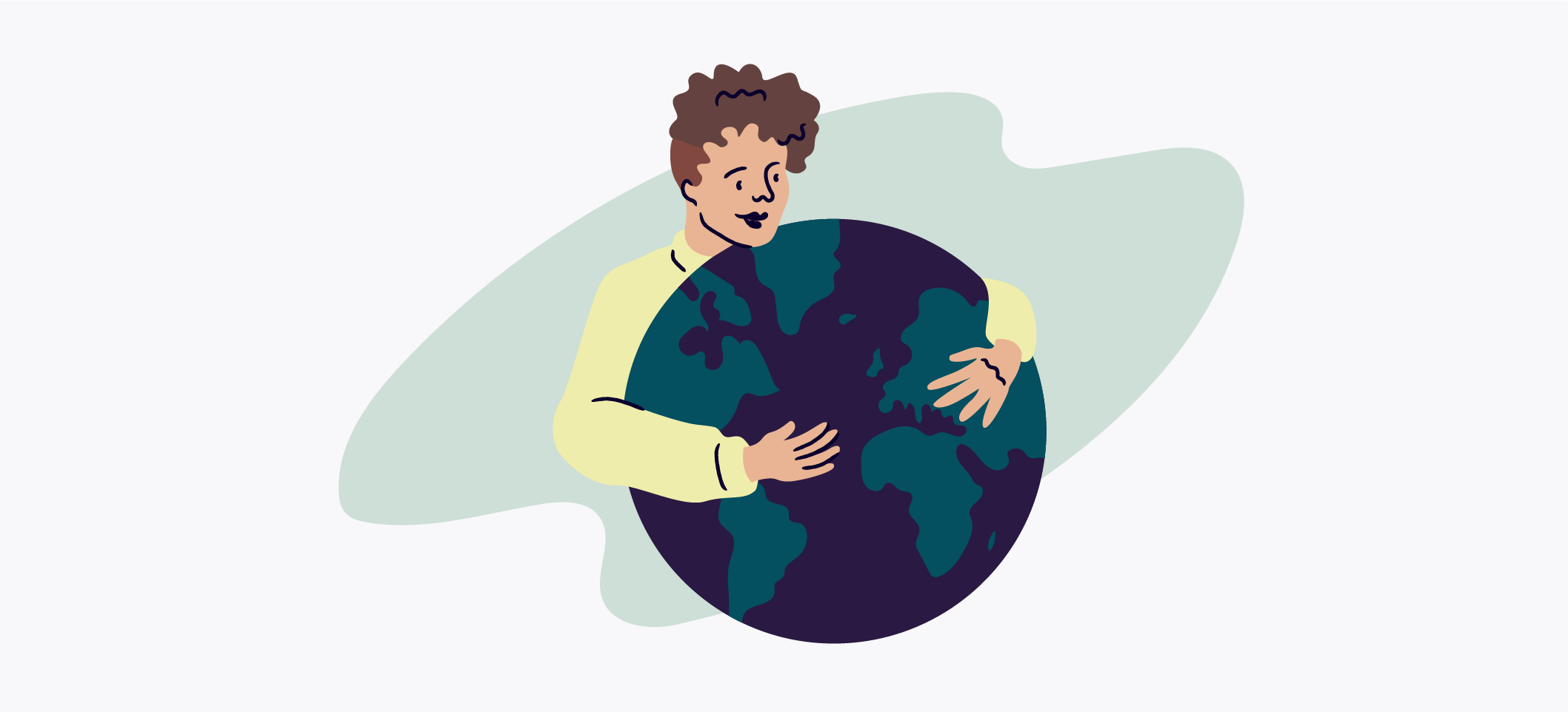 A graphic of a person hugging a globe.