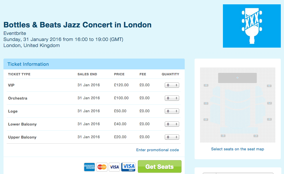 Pick a seat - Event Page