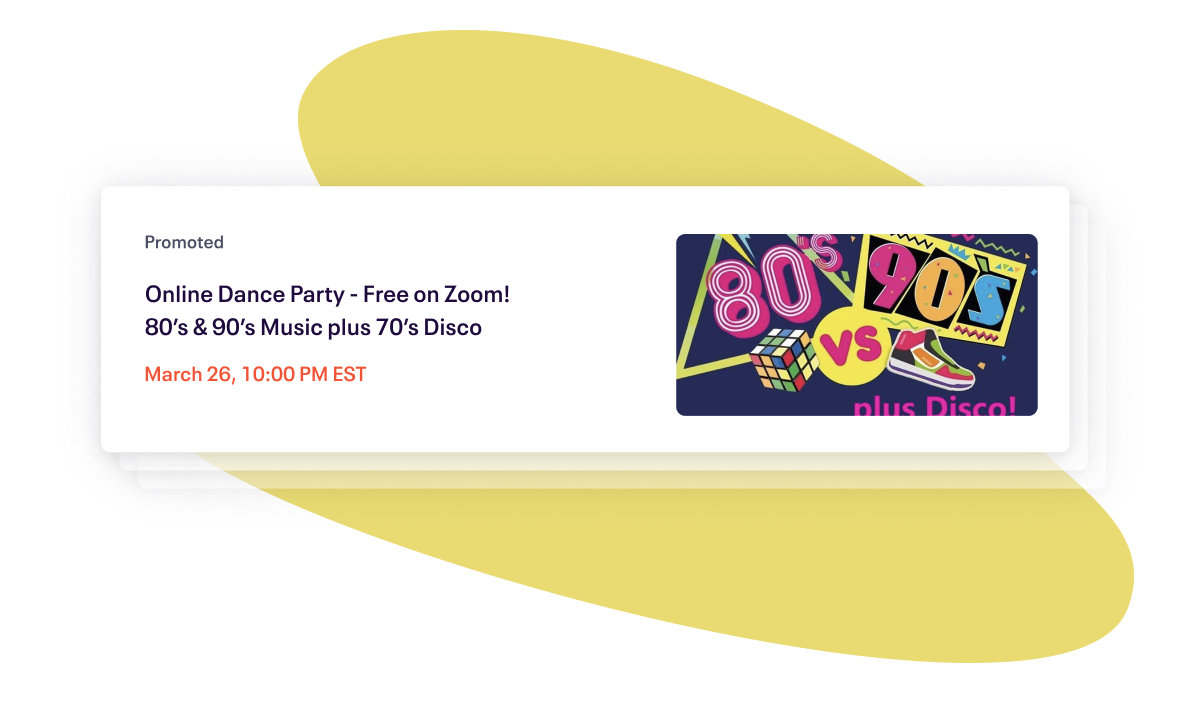 Online Dance Party event listing