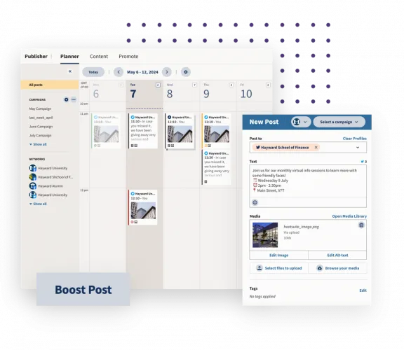 Product view of Hootsuite customer dashboard