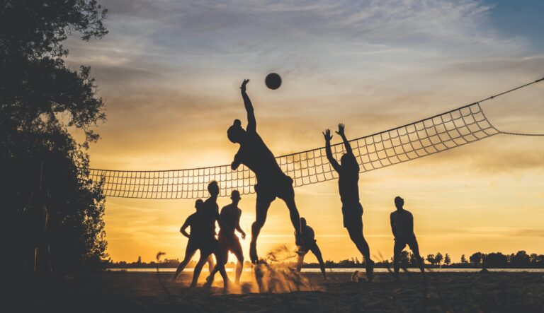 People playing volleyball