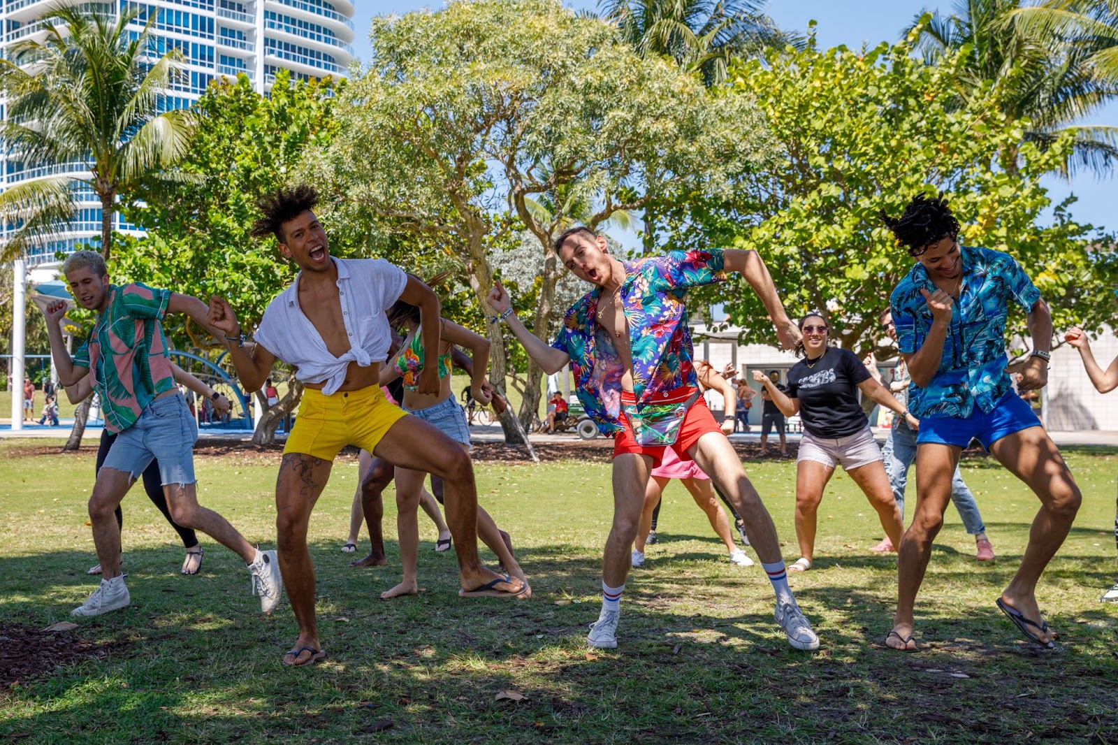 People dancing outside