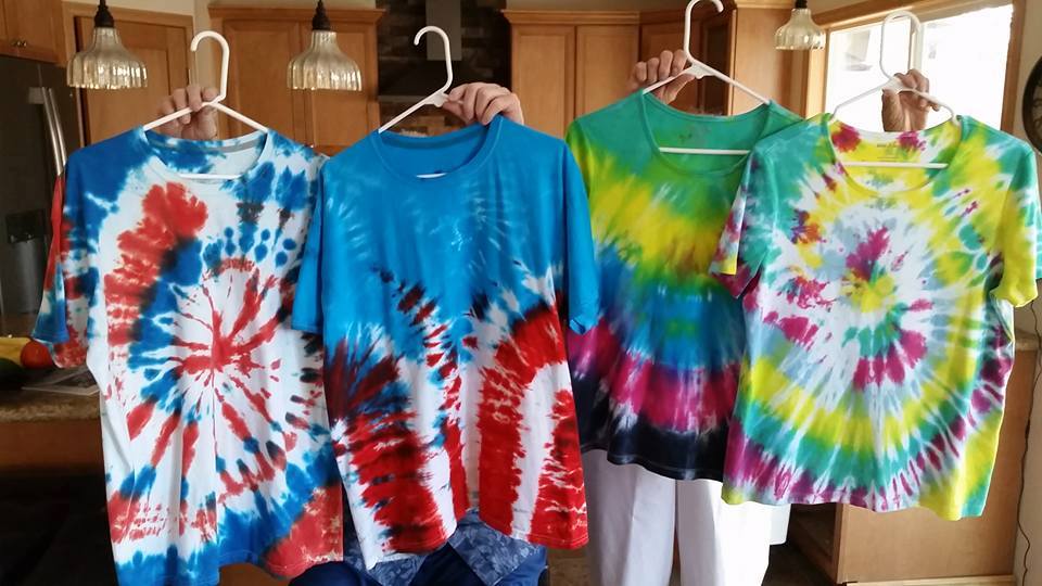 colorful tie-dyed t-shirts