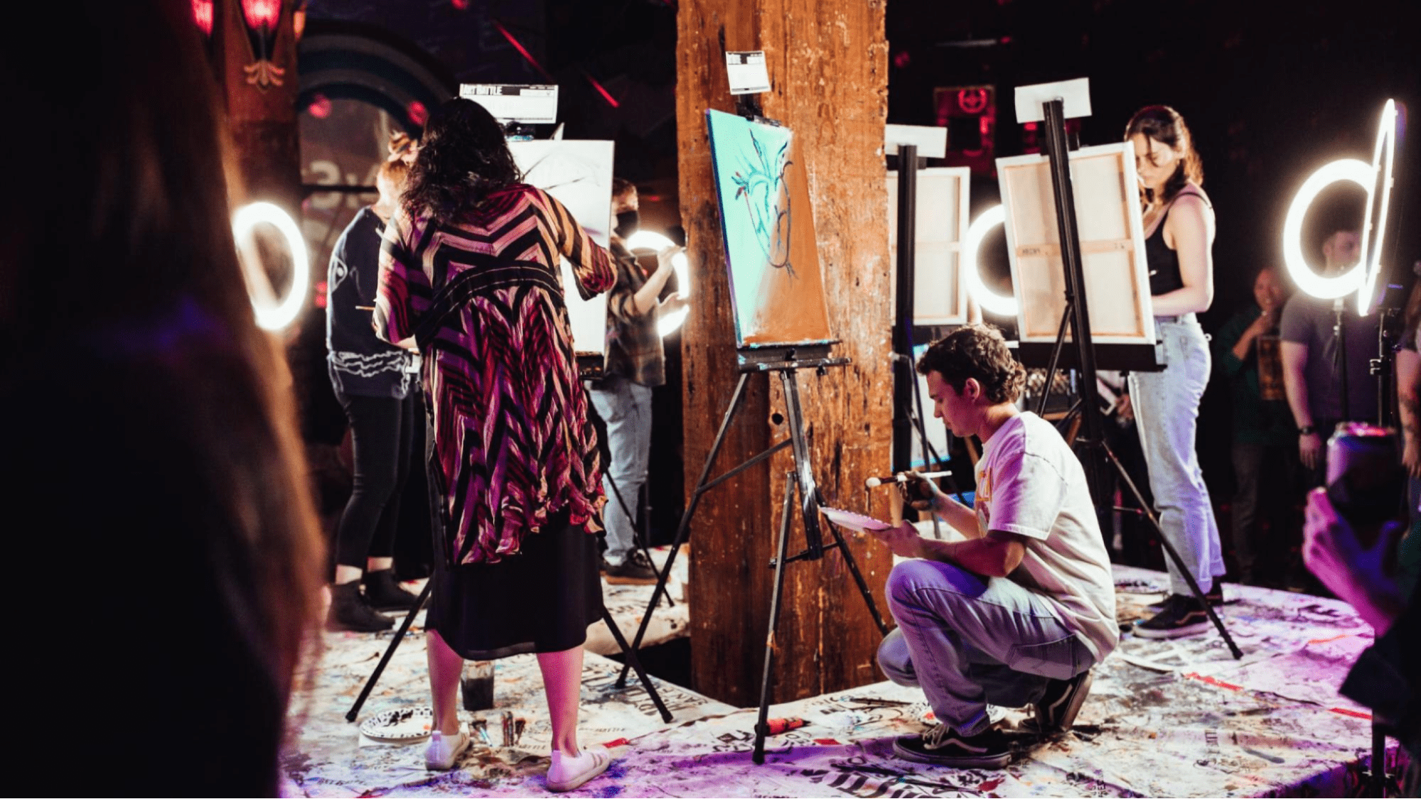 Event attendees creating art