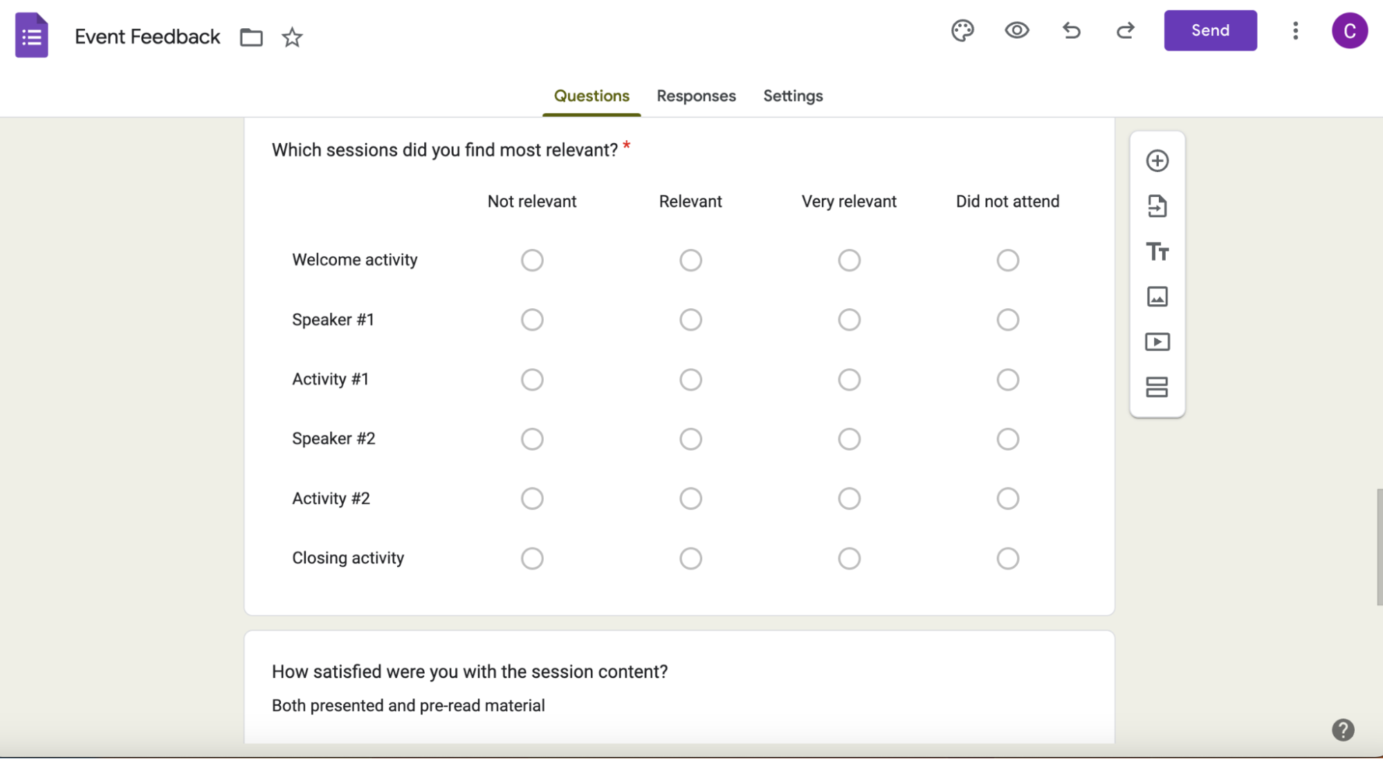 Post event survey questions example 