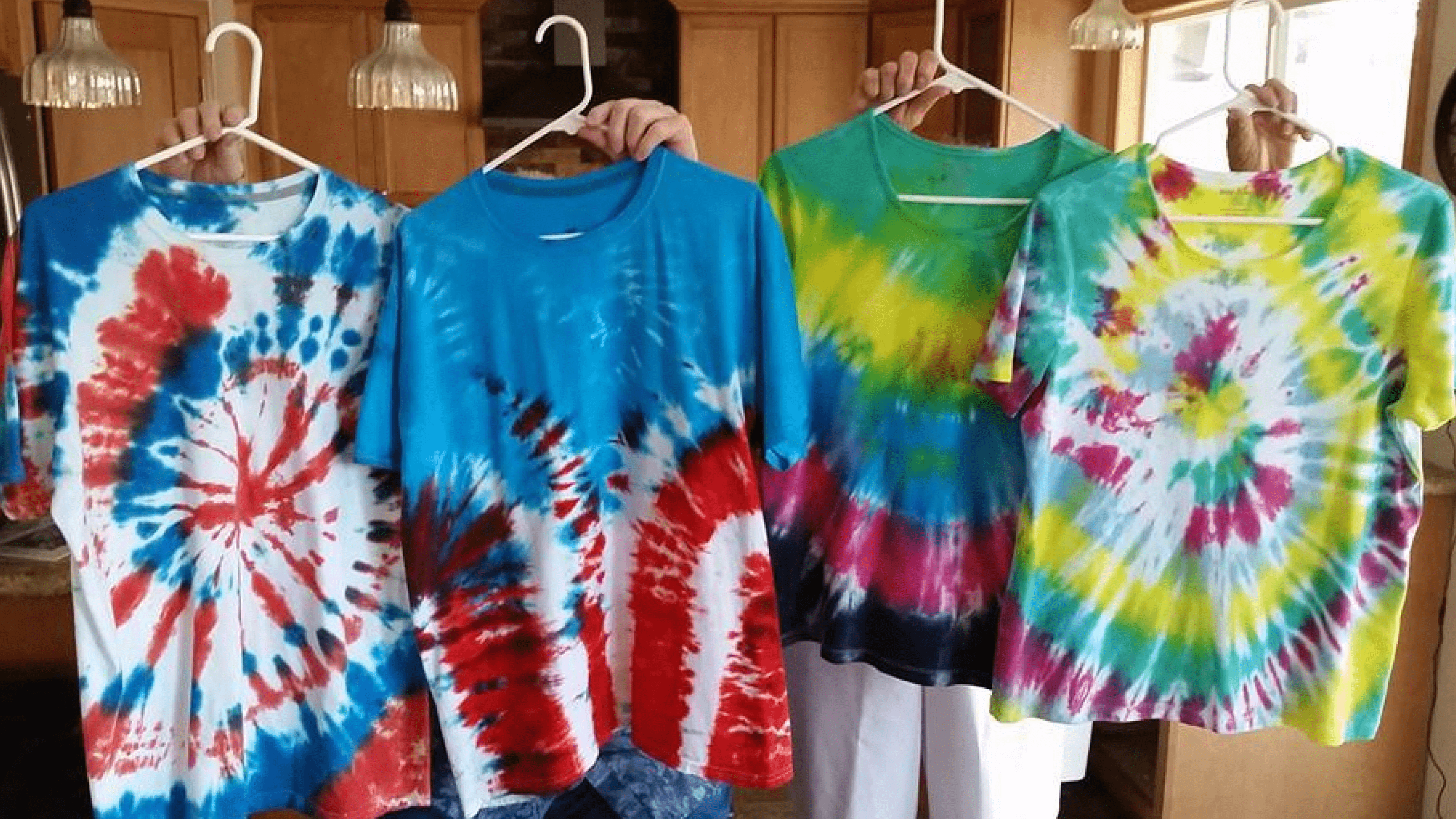 Colorful tie-dyed t-shirts