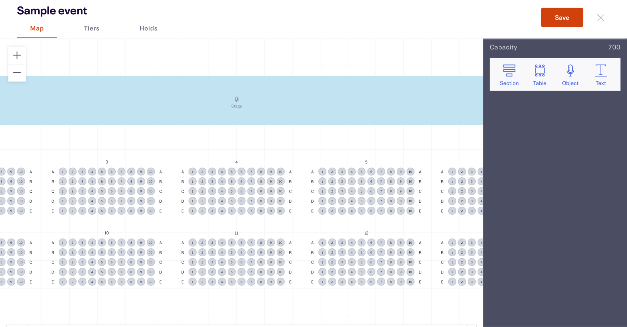 Screenshot of creating reserved seating tickets in Eventbrite