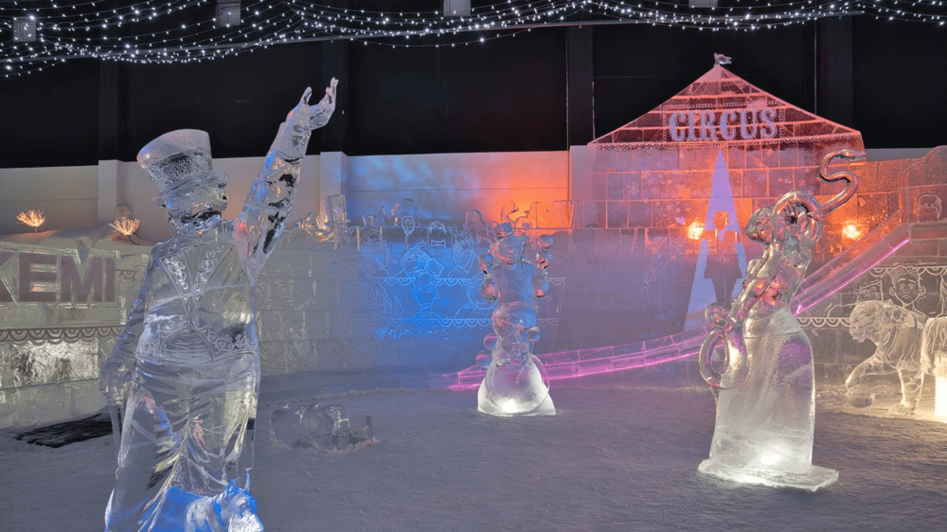 Winter party with ice sculptures