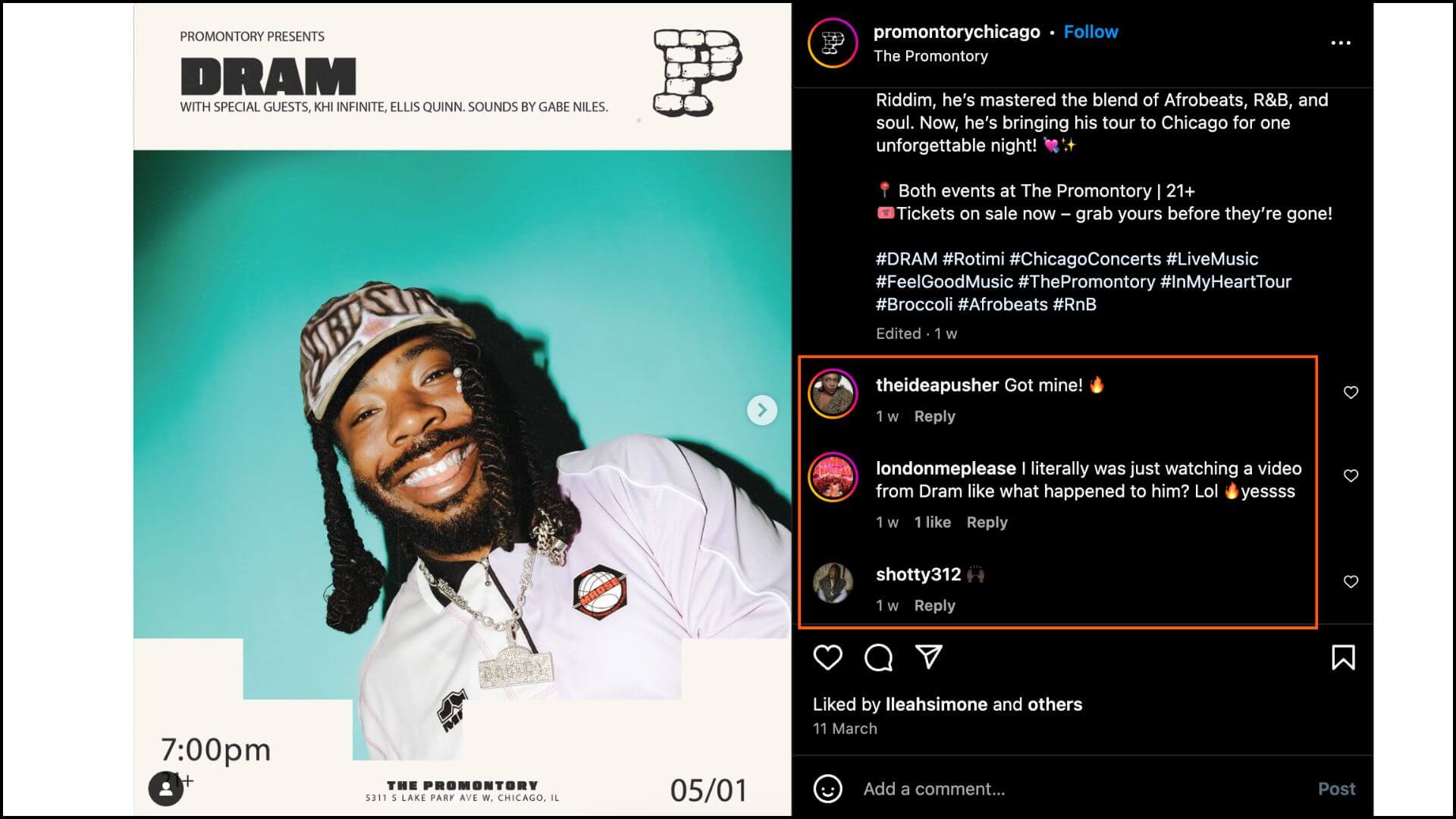 Instagram post with annotation
