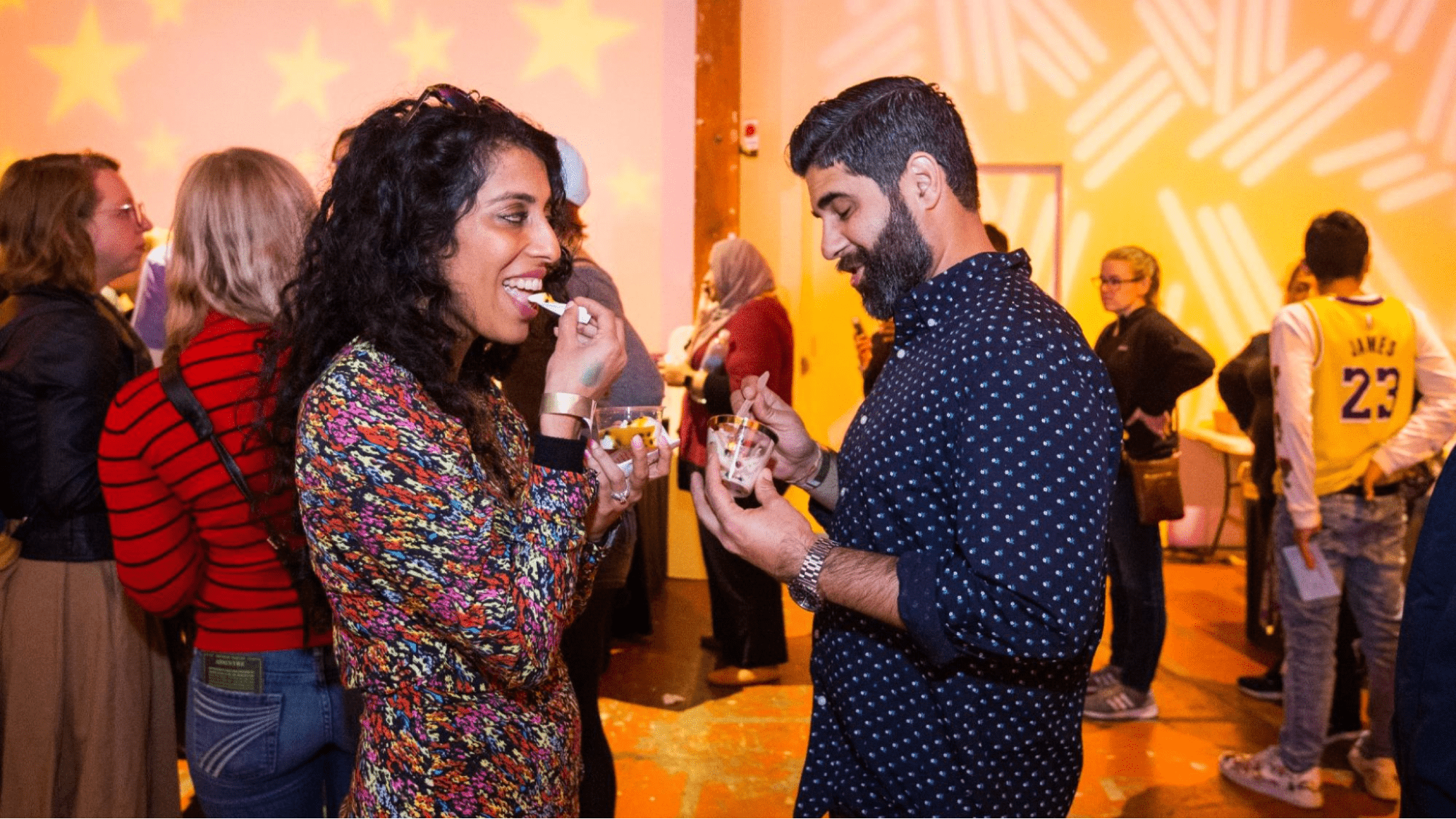 Two people eating ice cream