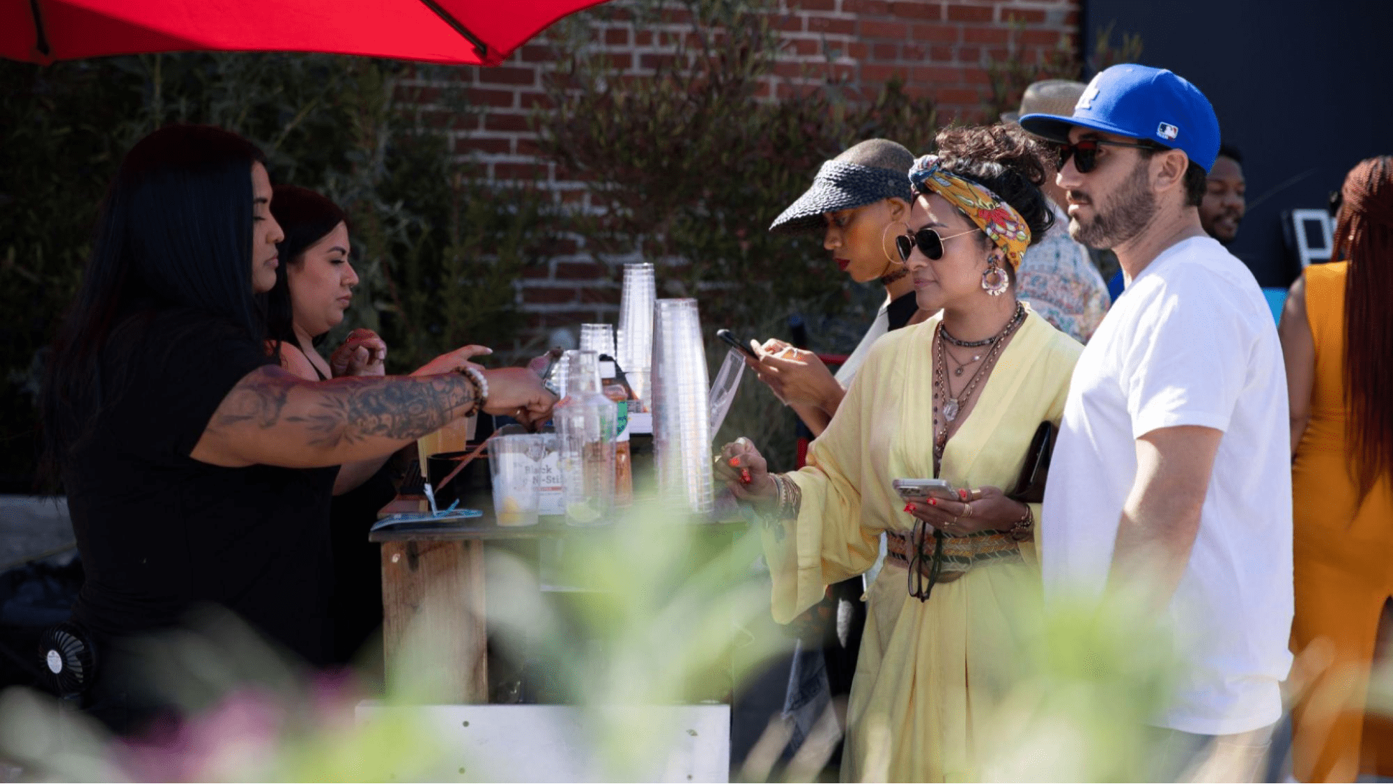 People getting drinks at a party