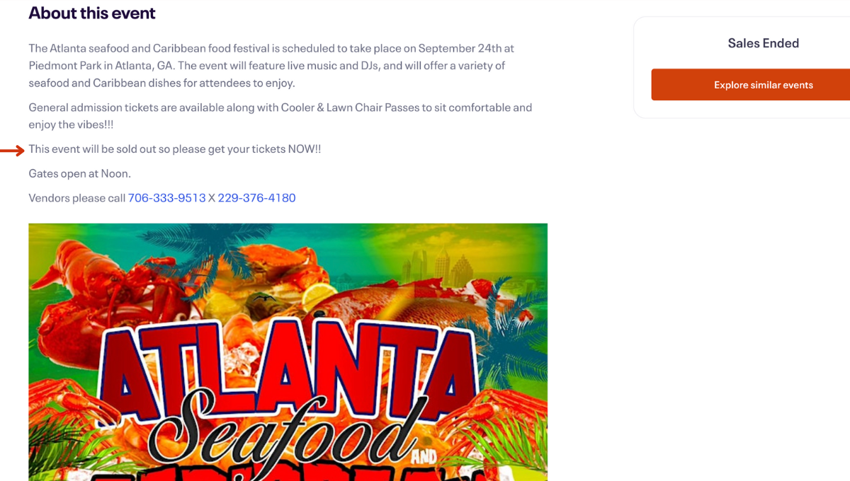 Screenshot Atlanta Seafood Event