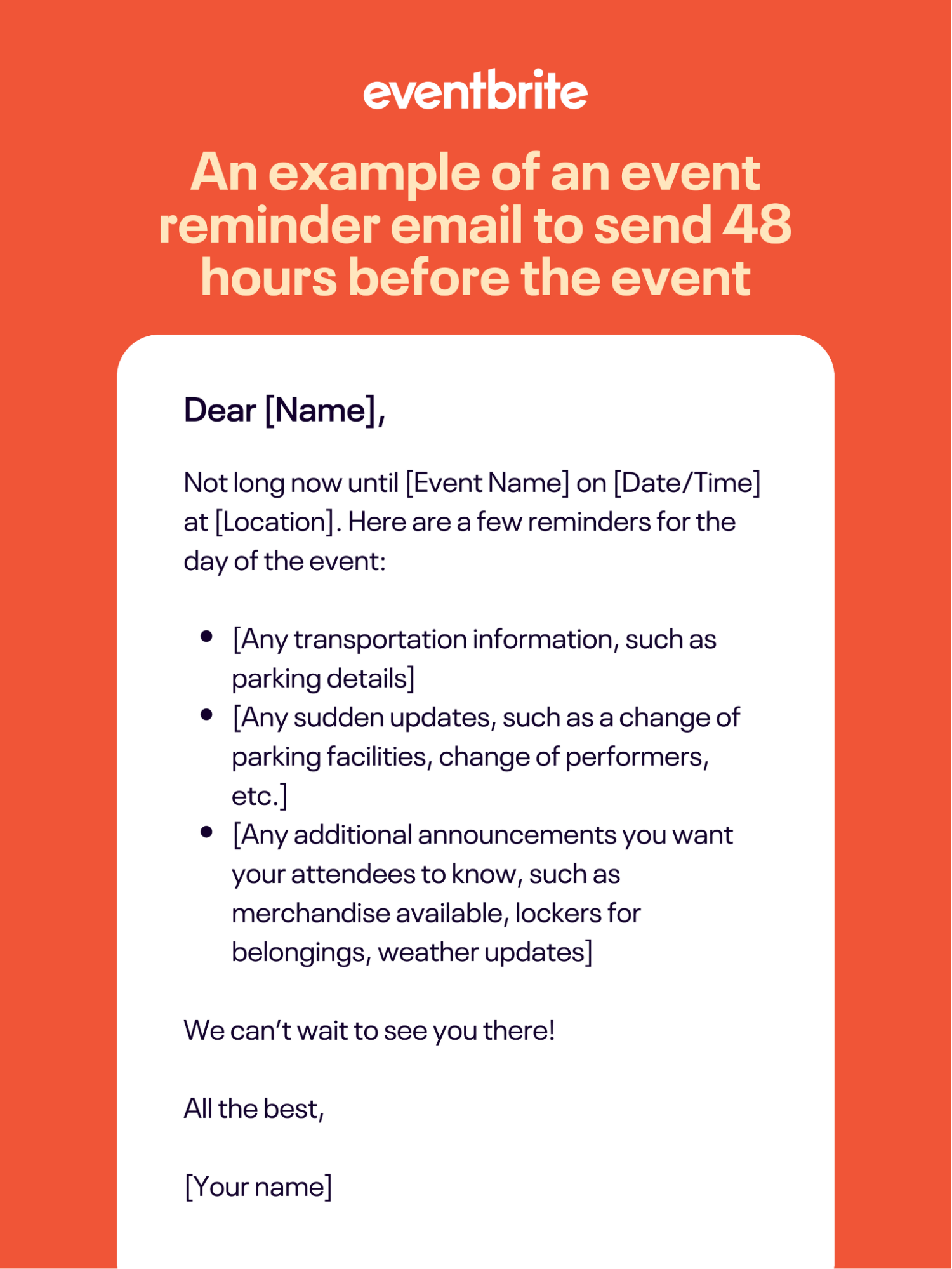 Event reminder email example 48h before