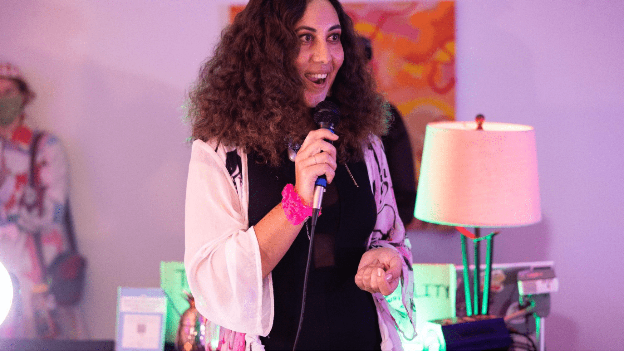 Woman speaking at live event