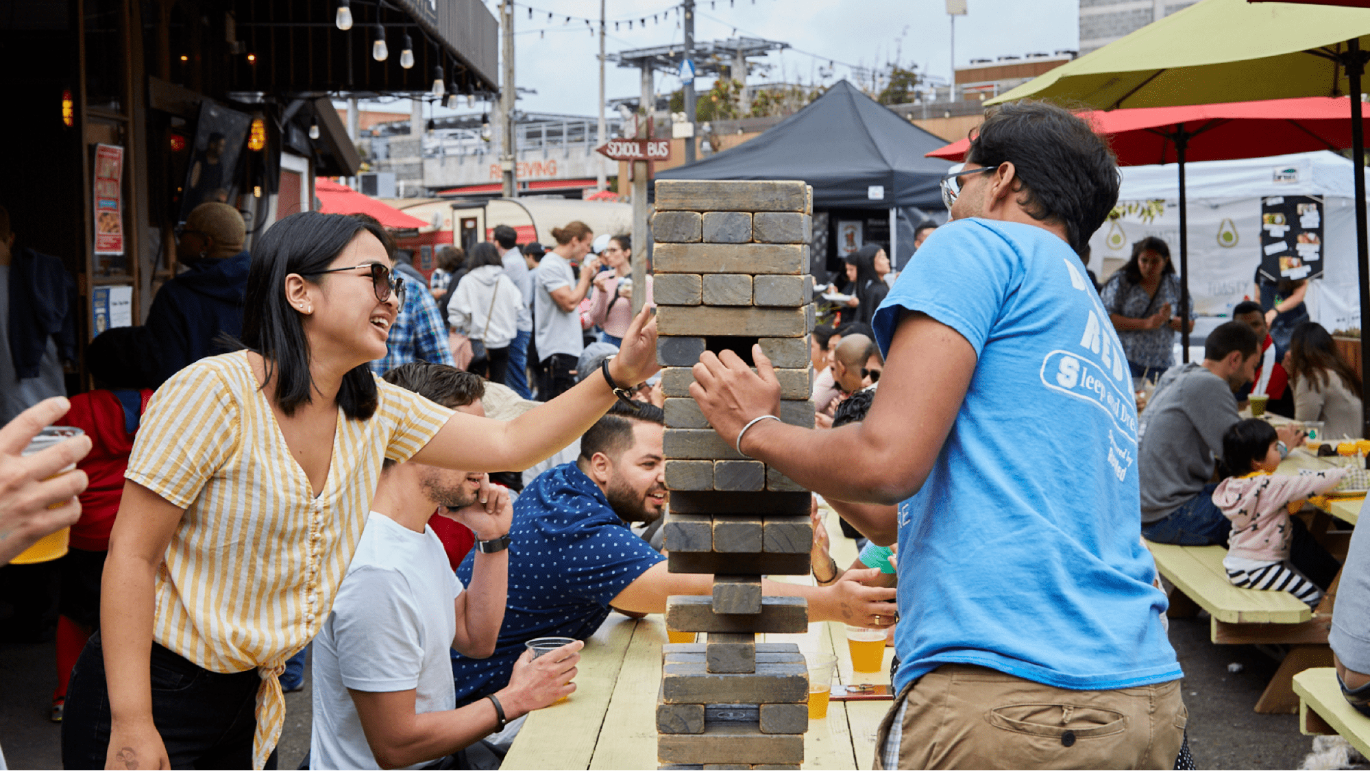 Couple playing games at event