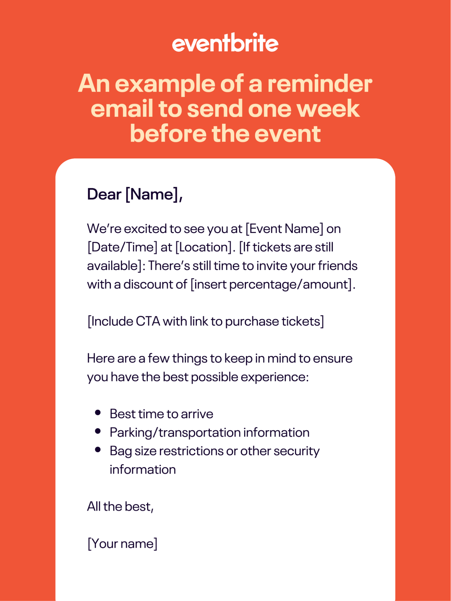 Event reminder email example one week before