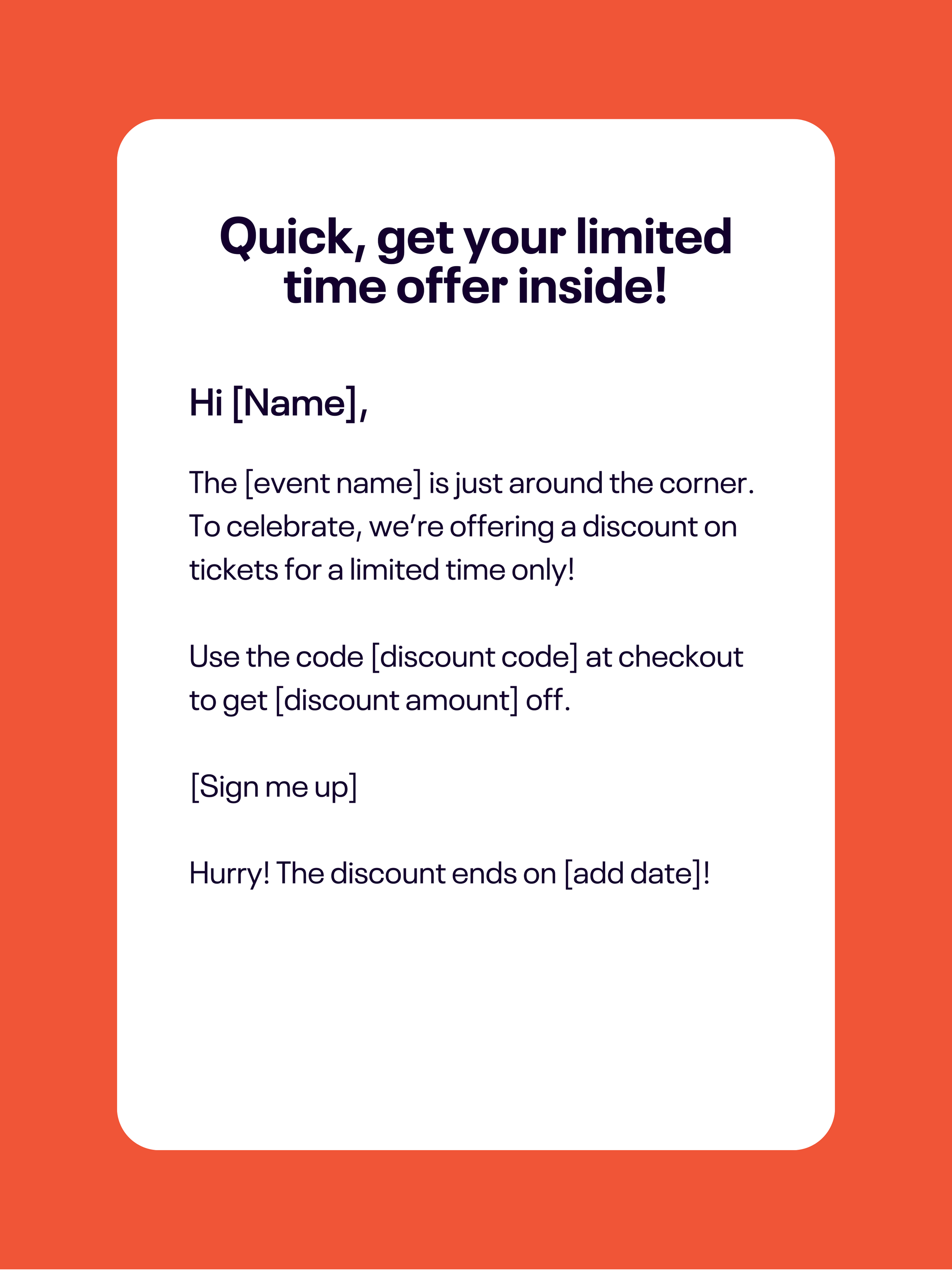 Discount Code Event Reminder Email Template