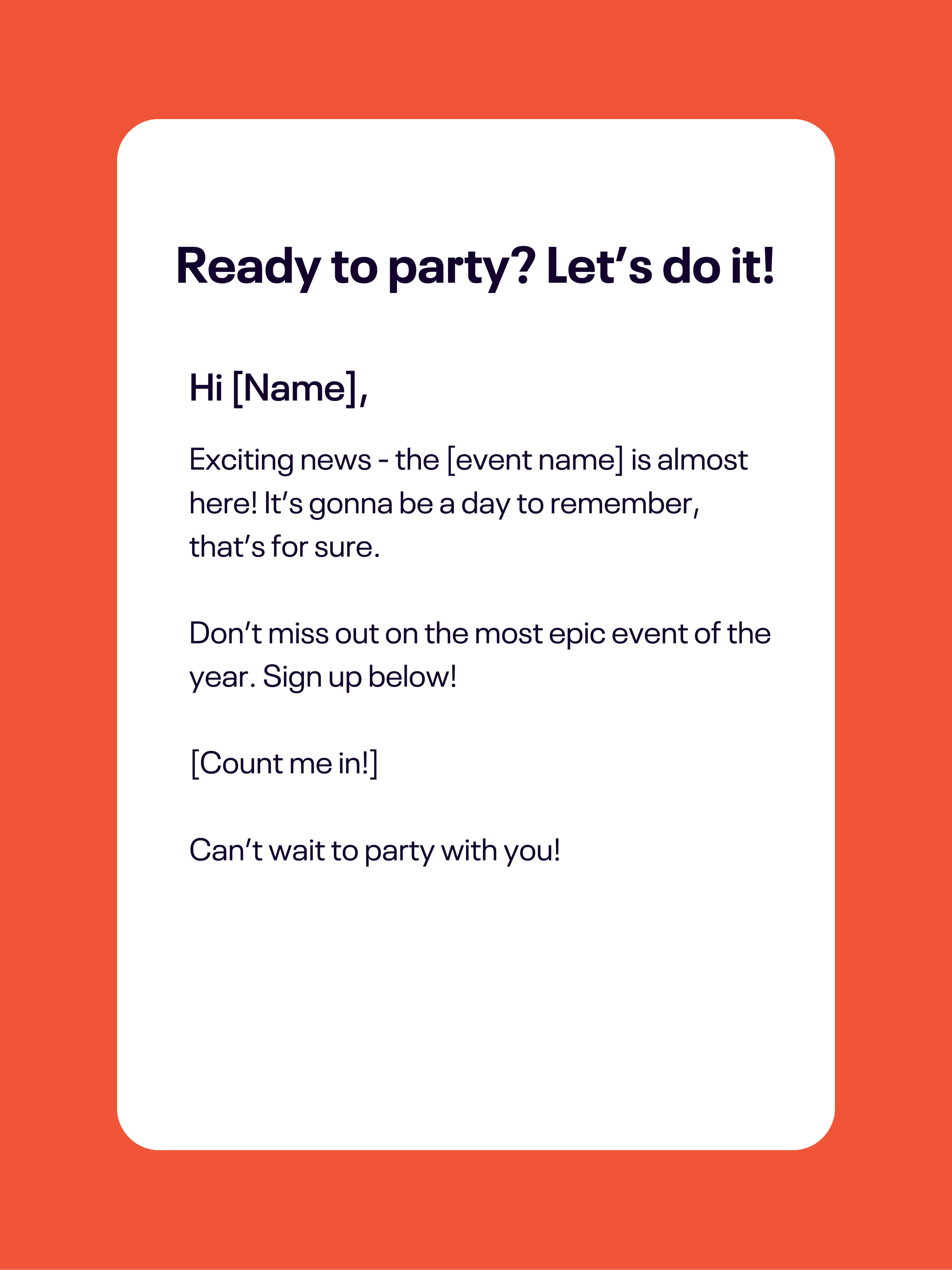 Party Event Reminder Email Template