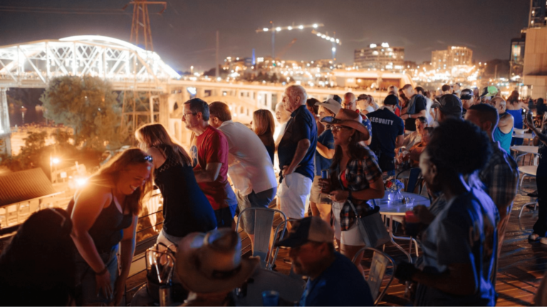 People partying on rooftop bar