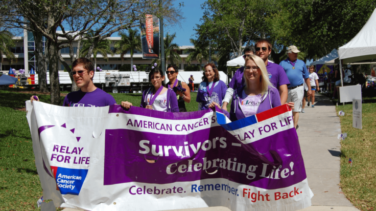 Participants of Relay for Life Marching